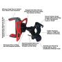 FlyD Universal Bicycle Stand-Suitable for Motorcycles, Handlebars, roll Bars, Suitable for All Smartphone Holders, Black/red