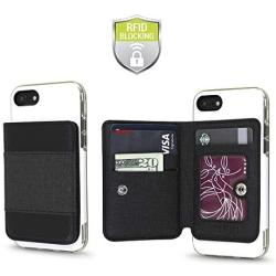 Cell Phone Wallet for Back of Phone, Stick On Wallet Credit Card ID Holder with RFID Protection Compatible with iPhone, Galaxy & Most Smartphones and Cases