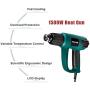 Heat Gun Variable Temperature, PRULDE N2030 Hot Air Gun with LCD Digital Display, 120°F-1200°F Temperature & Air Flow Adjustable and 6 Nozzles Attachments