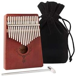 TimberTunes 17 Key Kalimba Thumb Finger Piano Therapy Musical Instrument for Adults Children, Solid Mahogany Wood, Engraved Elk Antler,Tuning Hammer and Music Book, Engraved Keys, Velvet Case, Unique