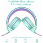 Elecder i37 Kids Headphones Children Girls Boys Teens Foldable Adjustable On Ear Headphones 3.5mm Jack Compatible iPad Cellphones Computer MP3/4 Kindle Airplane School Tablet Green/Purple