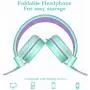 Elecder i37 Kids Headphones Children Girls Boys Teens Foldable Adjustable On Ear Headphones 3.5mm Jack Compatible iPad Cellphones Computer MP3/4 Kindle Airplane School Tablet Green/Purple