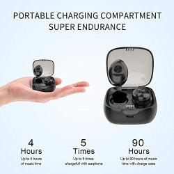 Muzzai Wireless Earbuds, Mini Bluetooth 5.0 Earphones with Charging Case,Playtime 16H IPX5 Waterproof, in-Ear Built-in Mic Headset Deep Bass Stereo for Sport Running, Black