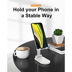 Cell Phone Stand, UXD Adjustable Phone Stand for Desk, Foldable Tablet Stand Holder Compatible with iPhone 11 Pro Max X XR XS SE Samsung Galaxy S20+ S20 S10+ S10 iPad Pro/Air/Mini (White)