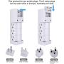 Outlet Splitter, USRISE Multi Plug Outlet with 9-Outlet Extender Adapter and 2 USB Charging Ports, Extra UK, China/Australia, European plug adapters, White