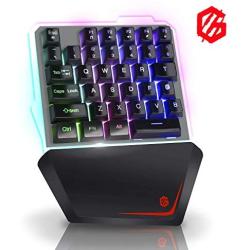 Giixer One Handed Gaming Keyboard, 35 Key RGB LED Back Lighted Wired Single Handed Game Keyboard Portable Mini Gaming Keyboard for PC/Phone Gamers