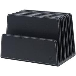 MobileVision Multi Device Stand & Organizer for Smartphones, Tablets and Laptops, Black PU Executive Leather, 5 Slots