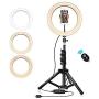 10-inch Selfie Ring Light with Tripod Stand & Cell Phone Holder, Dimmable Camera Light for Makeup Video Vlog,3 Colors Optional - Warm,White,Yellow