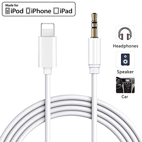 Aux Cord for iPhone 11, Wictait 3.5mm Aux Cable for Car Compatible with iPhone 11/X/XR/XS Max/7/8 Plus/6 to Car Stereo, Speaker or Headphone Adapter, Support iOS 13 or Later, White (Upgraded Version)