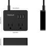 TESSAN Portable 2 Outlet Travel Mini Power Strip with 3 USB Ports Desktop Charging Station 5 Ft Extension Cord Multi Outlets Extender Plug for Cruise ship-BLACK