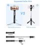 Mpow Selfie Stick Tripod, All in 1 Portable Extendable Selfie Stick with Bluetooth Remote & Fill Light, Compatible iPhone 11/11PRO/XS Max/XS/XR/X/8P/7P, Galaxy S20/S10/S9/S8 Gopro/Small Camera, Black