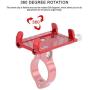 nologo Fashion Adjustable Bike Handlebar Phone Mount Holder,Aluminum Alloy Bicycle Cellphone Cradle Clip Smartphone Mount Stand for Cycling(red)