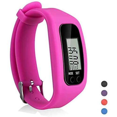 Pedometer Watch, Simply Operation Walking Running Pedometer Fitness Tracker Watch with Calorie Burning and Steps Counting(Etco9-rose red)