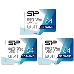 Silicon Power 64GB 3-Pack Superior Pro Micro SDXC UHS-I (U3), V30 4K A1,Nintendo Switch Compatible, High Speed MicroSD Card with Adapter