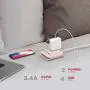 Multi Plug Outlet Extender & Splitter: iHome PowerReach 6ft Extension Cord with 2 Outlets & 4 USB Ports for Multiple Smartphone Charging - Desktop/Magnetic Wall Mounting Charger (Pink) Multi Plug Outlet Extender & Splitter: iHome PowerReach 6ft Extension Cord with 2 Outlets & 4 USB Ports for Multiple Smartphone Charging - Desktop/Magnetic Wall Mounting Charger (Pink)