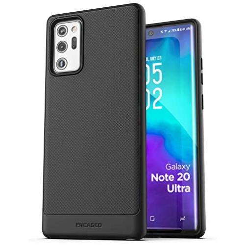 Encased Galaxy Note 20 Ultra Case (Thin Armor) Ultra Slim Flexible Grip Phone Cover (Samsung Note 20 Ultra) Black