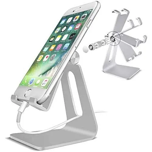 POKANIC Cell Phone Stand Dock Holder Cradle Mount Organizer Charger StationTable, Desktop Bed Office School Kitchen Travel Foldable Portable Adjustable, Multi-Angle Aluminum Non-Slip, Kids (Silver) POKANIC Cell Phone Stand Dock Holder Cradle Mount Organizer Charger StationTable, Desktop Bed Office School Kitchen Travel Foldable Portable Adjustable, Multi-Angle Aluminum Non-Slip, Kids (Silver)
