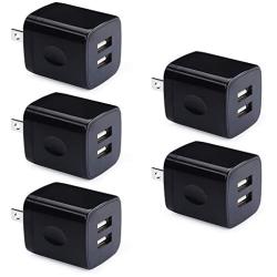 USB Wall Plug, GiGreen 2.1A Dual Port USB Power Block 5 Pack Portable Quick Charger Cubes Compatible iPhone 7/6 plus/8/x, Samsung Galaxy S9/S10e/S9/S8 Plus/S6, LG G8/G7/V35/V40 ThinQ, Moto G7 plus