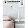 Phone Holder Bed Gooseneck Mount - Lamicall Flexible Arm 360 Mount Clip Bracket Clamp Stand for Cell Phone 11 Pro XS Max XR X 8 7 6 Plus 5 4, Galaxy S10 S9 S8 S7 S6, Overall Length 33.4In(White)