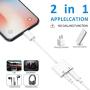 Headphone Adapter for iPhone 3.5mm Jack Charge & Audio Dongle Converter Splitter Cables 2 in 1 for iPhone 11pro/7/7Plus/8/X/10/XR/XS/XS Max Earphone Accessory Compatible Support All iOS System