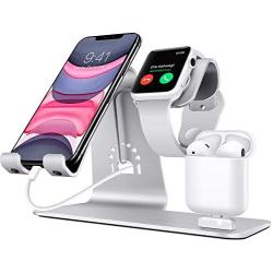 Bestand3 in 1 Apple iWatch Stand, Airpods Charger Dock, Phone Desktop Tablet Holder for Airpods, Apple Watch/ iPhone X/8 Plus/8/ 7 Plus/ iPad, Silver(Patenting, Airpods Charging Case NOT Included)