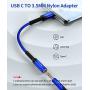 USB Type C to 3.5mm Female Headphone Jack Adapter, JSAUX USB C to Aux Audio Dongle Cable Cord Compatible with Pixel 4 3 2 XL, Samsung Galaxy S20 Ultra Z Flip S20+ Note 10 S10 S9 Plus, iPad Pro(Blue)