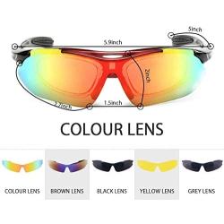 Cycling Glasses, NEW RUICHENG Sport Glasses Polarized Sports Sunglasses with 5 Interchangeable Lenses Anti-UV400 Protection Sunglass Goggles Outdoor Fishing Driving Polarised Sport Glasses Men Women