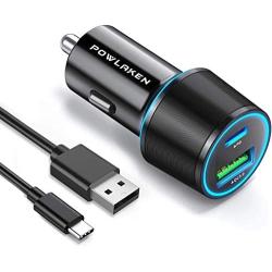 [Latest 2020] USB C PD Car Charger, Total 36W Dual Type C Fast PD Car Charger with 18W Power Delivery & Quick Charge 3.0 for iPhone11 Pro MAX/11 Pro, iPad and More(USB C to A Cable Included)