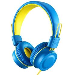 Kids Headphones-noot products K33 Foldable Stereo Tangle-Free 3.5mm Jack Wired Cord On-Ear Headset for Children/Teens/Boys/Girls/Smartphones/School/Kindle/Airplane Travel/Plane/Tablet (Electric Blue)