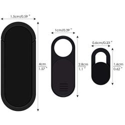 Slider Webcam Cover Ultra Slim 0.028inch Web Camera Cover for Computer, Dell HP Lenovo Laptop, iMac, MacBook Pro, Smartphone, Slider Camera Blocker Protect Privacy and Securtiy (Black - 3 Pack)