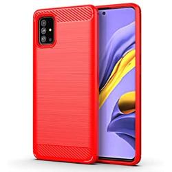 Galaxy A51 case,Samsung A51 case,MAIKEZI Soft TPU Slim Fashion Anti-Fingerprint Non-Slip Protective Phone Case Cover for Samsung Galaxy A51(Red Brushed TPU)