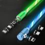 Flowing LED Magnetic Charging Cable.3 in 1 Cable(2 Packs,5 ft) Blue+Green