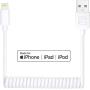 ONE PIX iPhone Charger Cable for Car (3 ft), MFi Certified Coiled Lightning Cable Compatible with iPhone 11/XS/XS Max/XR/X/8/8 Plus/7/7 Plus/6s/6s Plus/6/6 Plus/SE/5s/5c/5/iPad/iPod - White