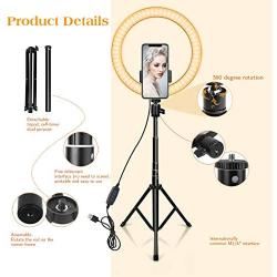 10" Ring Light with 59" Extendable Tripod Stand & Phone Holder for YouTube Video, Dimmable Led Ring Light for Camera, Video, Makeup, Selfie Photography Compatible with Smartphone