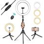 USB Powered Ring Light, Summifit 10“ Circle LED Light, Bluetooth Halo Lighting with 2 Tripod Stand, 3 Phone Holder for YouTube Video, TikTok, Live Streaming, Makeup, Selfie Photography iPhone Android