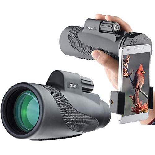 Gosky Titan 12X50 High Power Prism Monocular and Quick Smartphone Holder - Waterproof Fog- Proof Shockproof Scope -BAK4 Prism FMC for Bird Watching Hunting Camping Travelling Wildlife Secenery