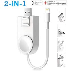 iWatch Charger Compatible with iPhone Charger,2 in 1 Portable Wireless Adjustable Magnetic USB Watch Charger Compatible for Apple Watch Series 5/4/3/2/1 & iPhone 11/11 Pro/XR/XS/XS Max/X/8/Airpods