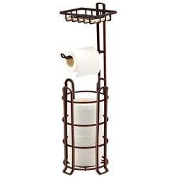 TomCare Toilet Paper Holder Toilet Paper Stand 4 Raised Feet Bathroom Accessories Portable Tissue Paper Dispenser Reserve Free Standing Toilet Paper Roll Storage Shelf Bathroom Bronze