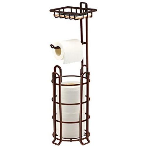 TomCare Toilet Paper Holder Toilet Paper Stand 4 Raised Feet Bathroom Accessories Portable Tissue Paper Dispenser Reserve Free Standing Toilet Paper Roll Storage Shelf Bathroom Bronze