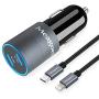 Meagoes USB C Fast Car Charger, Compatible for iPhone 11 Pro Max/11 Pro/11/XS MAX/XS/XR/X/8 Plus/8/iPad Mini 5/Air 3, Dual 18W Power Delivery Ports Adapter with 3.3ft MFi Certified Lightning Cable