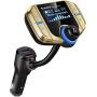 (Upgraded Version) Sumind Car Bluetooth FM Transmitter, Wireless Radio Adapter Hands-Free Kit with 1.7 Inch Display, QC3.0 and Smart 2.4A USB Ports, AUX Output, TF Card Mp3 Player (Golden)