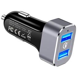 Car Charger, Capshi Quick Charge 3.0 36W Dual USB Car Charger Adapter Fast Car Charging Compatible Galaxy Note 10 S10 S8 S9 Note 8, iPhone X 8 7 6s Plus, iPad, iPad Air 2/Mini 3, Pixel, LG, HTC