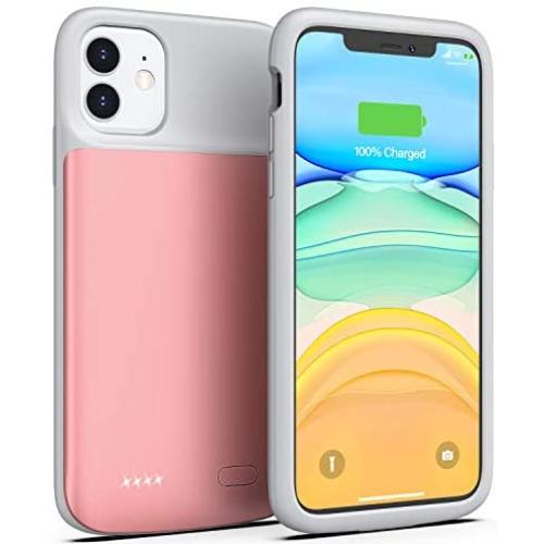 Swaller Battery Case for iPhone 11, 5000mAh Protective Portable Charging Case Rechargeable Extended Battery Pack Charger Case for iPhone 11(6.1 inch) (Pink)