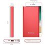 Yoobao Portable Charger 10000mAh Slim Power Bank Powerbank External Cell Phone Battery Backup Charger Battery Pack Dual Input Compatible iPhone 11 X XR Xs Max 8 7 Plus Android Samsung - Bright Red