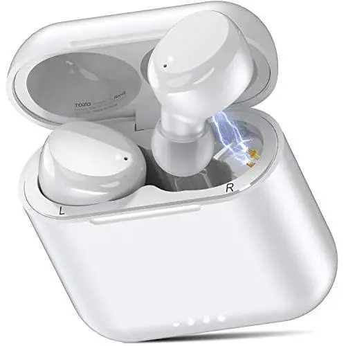 TOZO T6 True Wireless Earbuds Bluetooth Headphones Touch Control with Wireless Charging Case IPX8 Waterproof TWS Stereo Earphones in Ear Built in Mic Headset Premium Deep Bass for Sport White