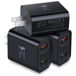 Dual USB Wall Charger, Costyle 3 Pack 30W 2 Ports Adaptive Fast Charging Block (Quick Charge QC 3.0 & 5V 2.4A) Wall Plug Compatible for iPhone 11 XS Max, Samsung Galaxy S9 S8, iPad Mini, Pixel (Black)