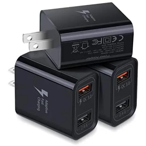 Dual USB Wall Charger, Costyle 3 Pack 30W 2 Ports Adaptive Fast Charging Block (Quick Charge QC 3.0 & 5V 2.4A) Wall Plug Compatible for iPhone 11 XS Max, Samsung Galaxy S9 S8, iPad Mini, Pixel (Black)