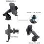 Wireless Car Charger Mount, wejie Auto Clamping 10W 7.5W Qi Fast Charging Car Phone Mount, Air Vent Windshield Dashboard Phone Holder Compatible for iPhone Xs/Max/X/XR/8/8 Plus, Samsung Note 9 (Black)