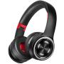 Picun P26 Bluetooth Headphones Over Ear 40H Playtime Hi-Fi Stereo Wireless Headphones Deep Bass Foldable Wired/Wireless/TF for Cell Phone/PC Bluetooth 5.0 Wireless Headset with Mic (Black Red)