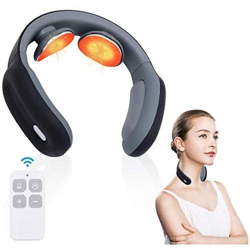 Neck Massager, Wandwoo Portable Cordless Neck Massage with Heat, 3 Modes and 15 Speeds for Office, Home,Travel and Gift-Black